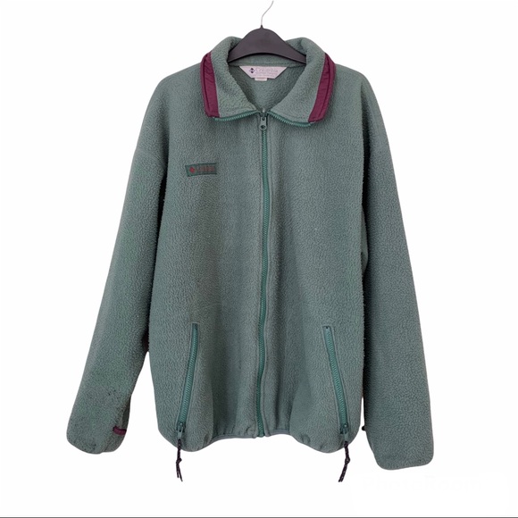 Vintage Columbia Sage Green Zip Up Sweatshirt - Picture 1 of 6